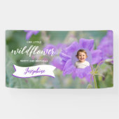 Purple Wildflower Custom Baby Photo Happy Birthday 横断幕 (横)