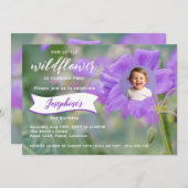 Purple Wildflower Custom Photo Children's Birthday 招待状 (正面/裏面)