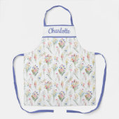 Purple Wildflower Elegant Floral エプロン (正面)