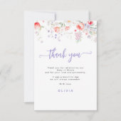 Purple wildflower floral baby in bloom shower サンキューカード (正面)