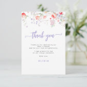 Purple wildflower floral baby in bloom shower サンキューカード (スタンド正面)