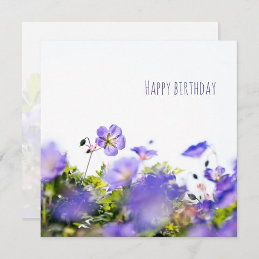 Purple Wildflower Happy Birthday Card カード (正面/裏面)