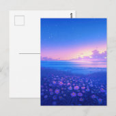 Purple Wildflower Meadow and Starry Sea ポストカード (正面/裏面)