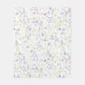 Purple Wildflower Pattern フリースブランケット (正面)