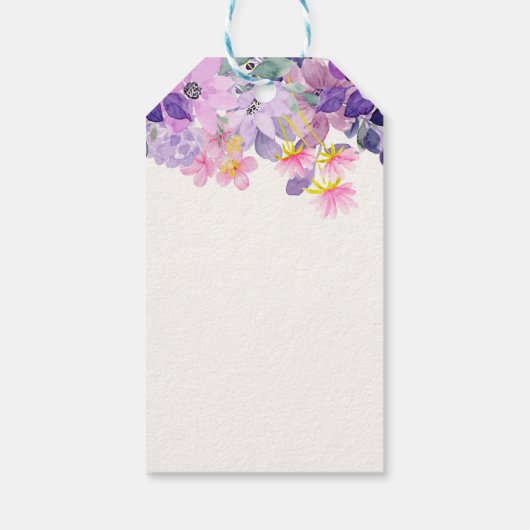 Purple Wildflower Spring Bridal Shower Theme ギフトタグ (裏面)