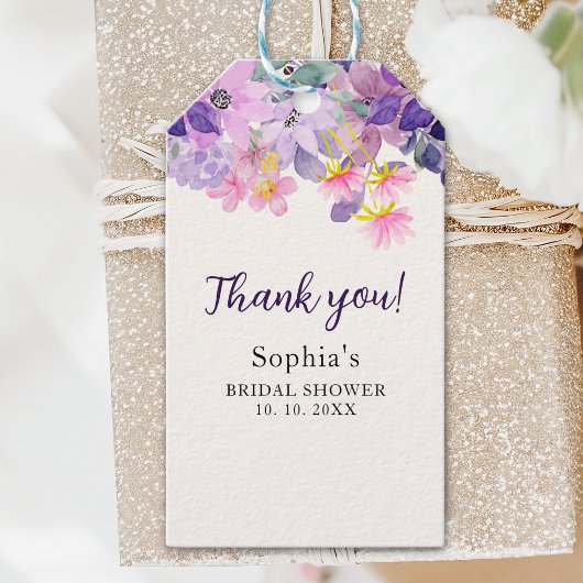 Purple Wildflower Spring Bridal Shower Theme ギフトタグ