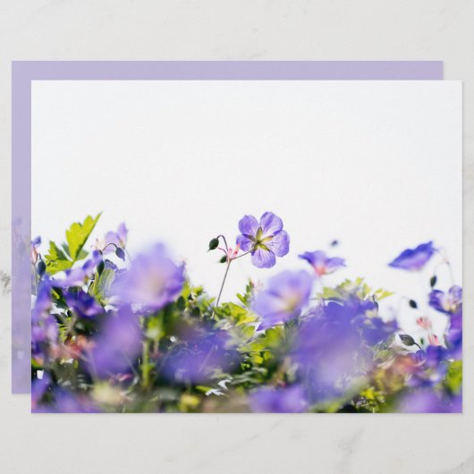 Purple Wildflower Two-Sided Scrapbook Paper (正面/裏面)