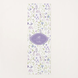 Purple Wildflower Watercolor Custom Name Yoga Mat ヨガマット