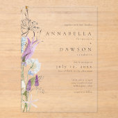 Purple Wildflower Watercolor Minimalist Wedding アクリル招待状 (正面)