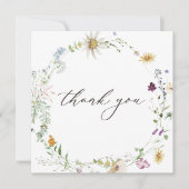 Purple Wildflower Watercolor Minimalist Wedding サンキューカード (正面)