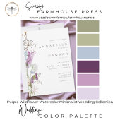 Purple Wildflower Watercolor Minimalist Wedding 招待状