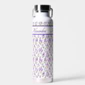 Purple Wildflower Watercolor Monogram Name ウォーターボトル (正面)