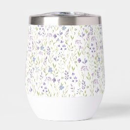 Purple Wildflower Watercolor Thermal Wine Tumbler