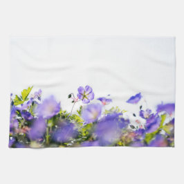 Purple Wildflowers, Dreamy Soft Botanical キッチンタオル
