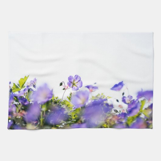Purple Wildflowers, Dreamy Soft Botanical キッチンタオル (横)