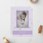Purple Wildflowers Silver Photo Naming Ceremony ノートカード (正面/裏面インサイチュ)