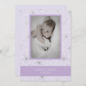 Purple Wildflowers Silver Photo Naming Ceremony ノートカード (正面/裏面)