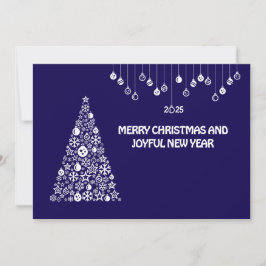 Purple wish card New Year with tree & balls シーズンカード