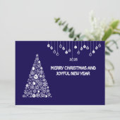 Purple wish card New Year with tree & balls シーズンカード (スタンド正面)