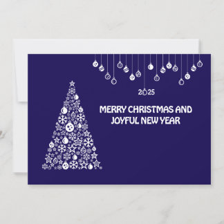 Purple wish card New Year with tree & balls シーズンカード