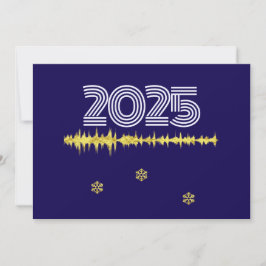 Purple wish card New Year with wave snowflakes シーズンカード