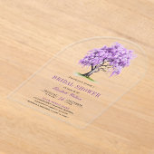 Purple Wisteria Floral Tree Bridal Shower アクリル招待状 (レイダウン)