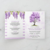 Purple Wisteria Floral Tree QR Code Wedding 招待状 (内部)