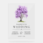 Purple Wisteria Floral Tree Wedding Welcome Sign アクリルサイン (正面)