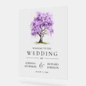 Purple Wisteria Floral Tree Wedding Welcome Sign アクリルサイン (傾斜)