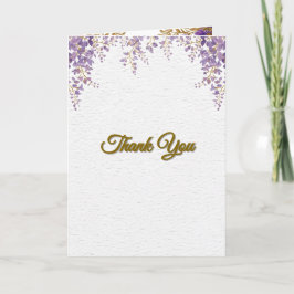 👉 Purple Wisteria Gold Floral Monogram Wedding En カード