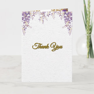 👉 Purple Wisteria Gold Floral Monogram Wedding En カード