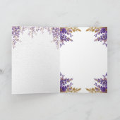 👉 Purple Wisteria Gold Floral Monogram Wedding En カード (内部)