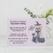 Purple Witch Hat Halloween Spooky Magical Party 招待状 (スタンド正面)