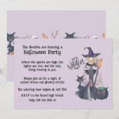 Purple Witch Hat Halloween Spooky Magical Party 招待状 (正面/裏面)