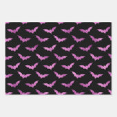 Purple Witch, Skull and Bat Halloween Patterns ラッピングペーパーシート (正面3)