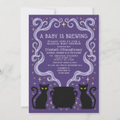 Purple Witchy Baby is Brewing Baby Shower  招待状 (正面)