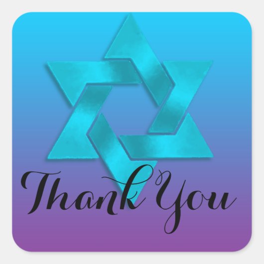 Purple with Starターコイズグラデーションに感謝 スクエアシール (正面)
