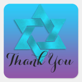 Purple with Starターコイズグラデーションに感謝 スクエアシール