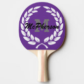 Purple with Victoryリースとモノグラム/名前 卓球ラケット (裏面)