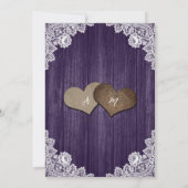 Purple Wood Floral Lace Romantic Rustic Wedding 招待状 (裏面)