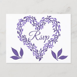 Purple Woodsy結婚のUltra Violet RSVPハート インビテーションポストカード