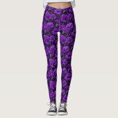 Purple Workout Wear Carnation Themed Moms Mothers  レギンス (正面)