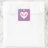 Purple XOXO Heart Valentine's Day Sticker スクエアシール (バッグ)