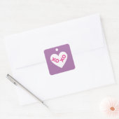Purple XOXO Heart Valentine's Day Sticker スクエアシール (封筒)