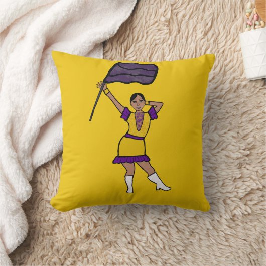 Purple Yellow Flag Dancer #2 Throw Pillow クッション (ブランケット)