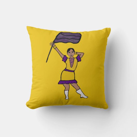 Purple Yellow Flag  Dancer #2 Throw Pillow クッション (正面)