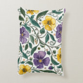Purple Yellow Flowers Pattern, Modern,Elegant アクセントクッション (裏面(縦))