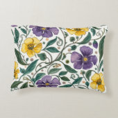 Purple Yellow Flowers Pattern, Modern,Elegant アクセントクッション (裏面)