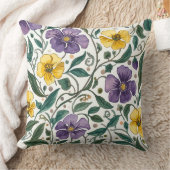 Purple Yellow Flowers Pattern, Modern,Elegant クッション (ブランケット)