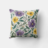 Purple Yellow Flowers Pattern, Modern,Elegant クッション (裏面)